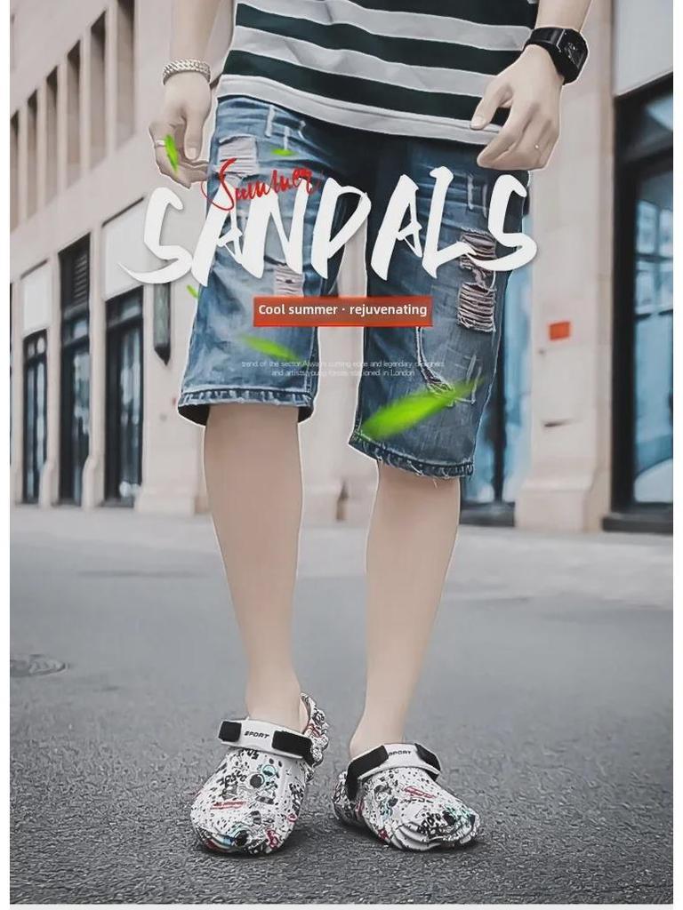 2024 Prodyšné letní plážové pantofle Baotou pro muže – Všestranné, mladistvé boty pro volný čas s dvojím účelem ve velkých velikostech.