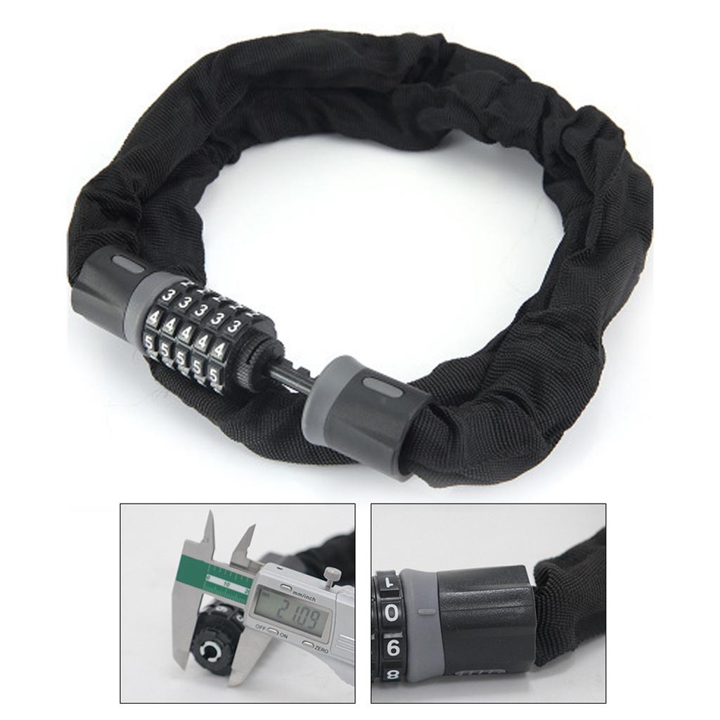 Fahrradketten-Zahlenschloss Hohe Festigkeit Sicher Schlüssellos Tragbar 5-stellig Diebstahlschutz Fahrradschloss