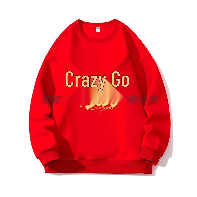 2026 Year of the Horse Red Sweatshirt - Round Neck, Perfect for New Year and Annual Meetings