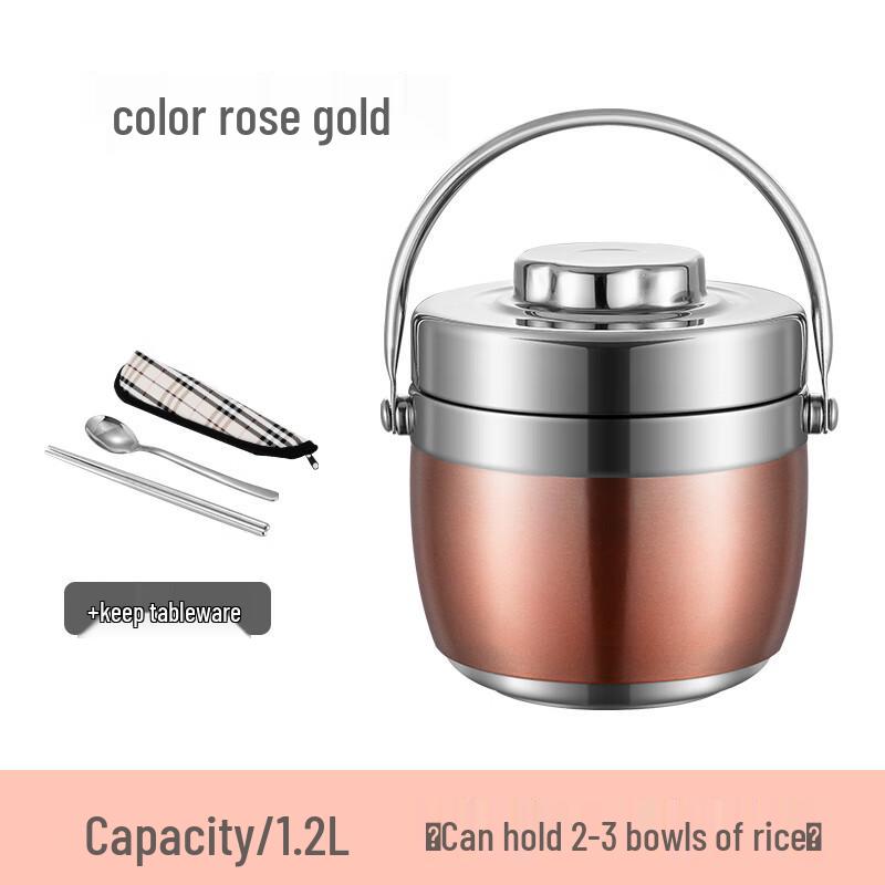 Portable 304 Stainless Steel Double-Layer Insulated Lunch Box