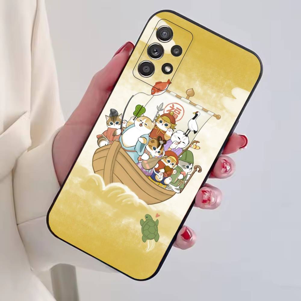M-Mofusand Cat Cute Cartoon Phone Case For Samsung S25,S24,S21,S22,S23,S30,Ultra,S20,Plus,Fe,Soft Silicone Black Cover