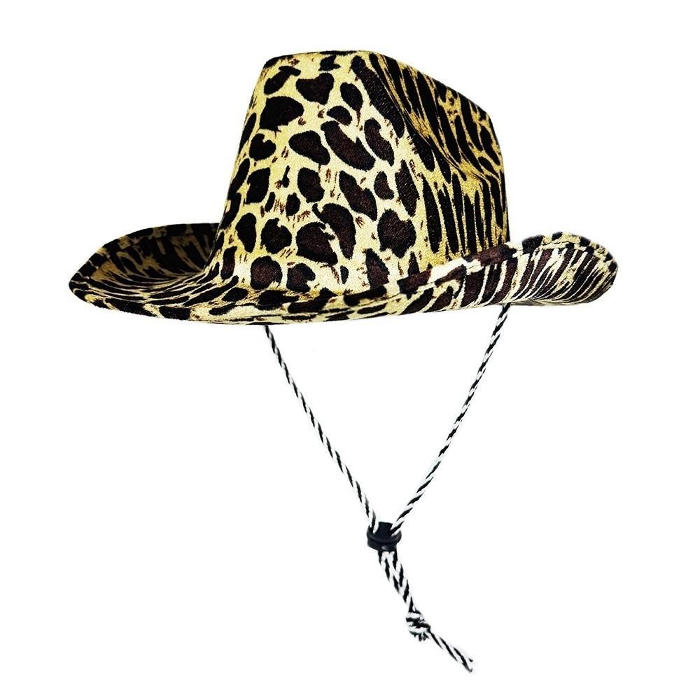 Cappello alla bombetta regolabile con stampa zebra, tigre, leopardo, cappello per cosplay, cappello da cowboy western alla moda