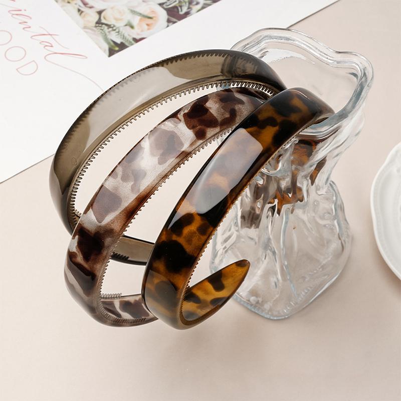 1Pcs Women Vintage Hair Accessories for Daily Wear Tortoiseshell Acetate Leopard Hair Hoop Non Slip Teeth Headband