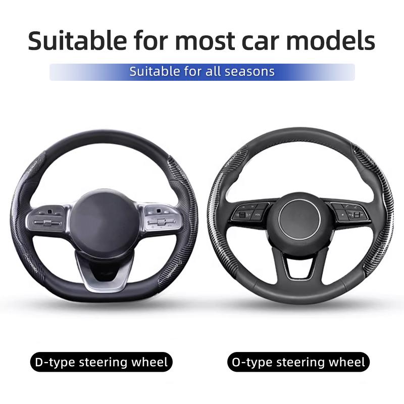 Car Steering Wheel Cover Carbon Fiber Anti-slip Grip Accessories For Citroen C4 C3 C5 C1 C2 Berlingo Celysee Cactus Picasso