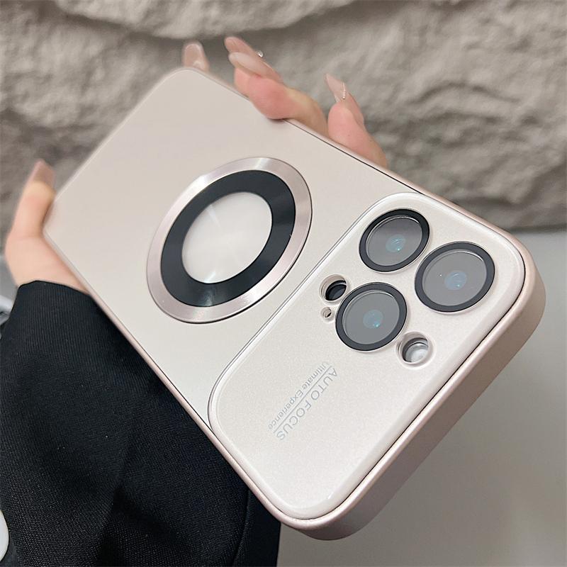 

Чехол-защита для линз с текстурой титанового сплава для iPhone 17 16 15 14 Plus 13 12 Pro Max, высококачественный, магнитный, простой, для Magsafe for iPhone 11 Pro