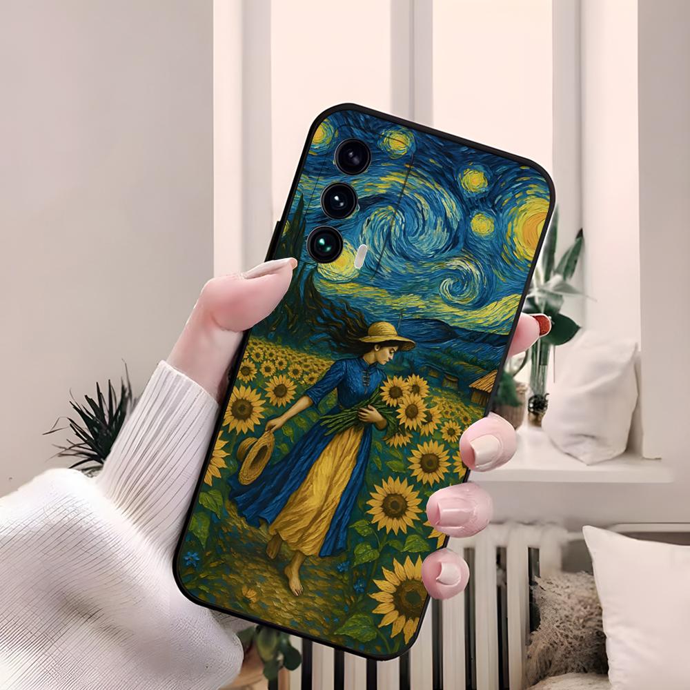 Van Gogh Starry Sunflowers Phone Case For Samsung S26 S25 Edge S24 S23 S22 S21 Ultra Plus Fe A55 56 15 4G 5G Galaxy Silicon Cove