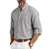 Men S Casual Loose Linen Stand Collar Long Sleeve Shirt