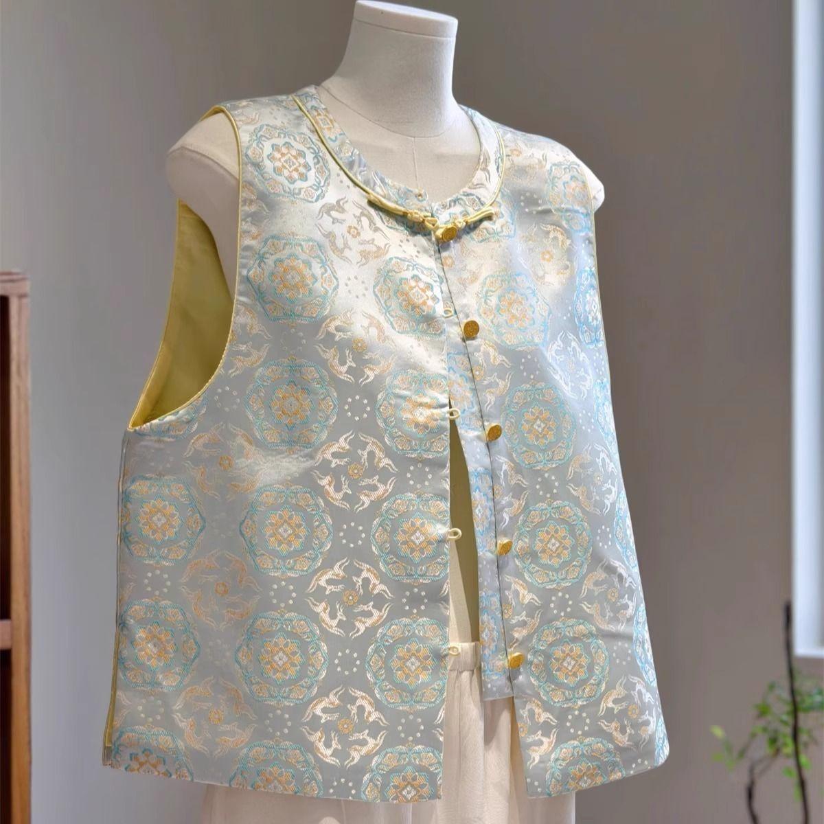 

Женский жилет контрастного цвета, год, безрукавный жилет, ретро, тонкий жилет, ранняя весна 2025 M (under 50kg recommended)