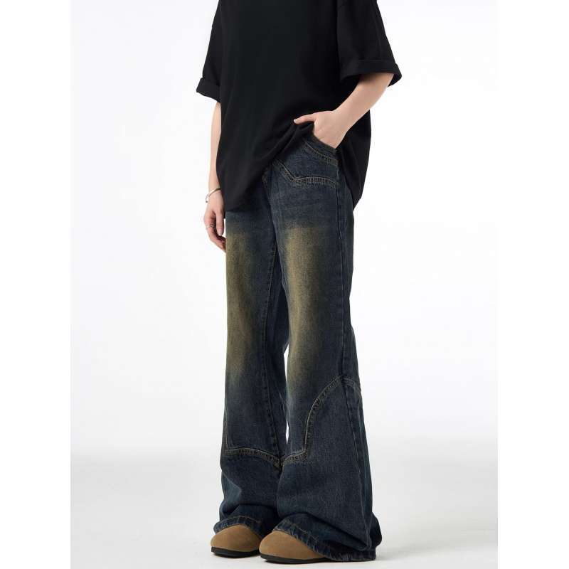 JYL Women s Straight Jeans New American Star Print Vintage Washed Denim Pants S