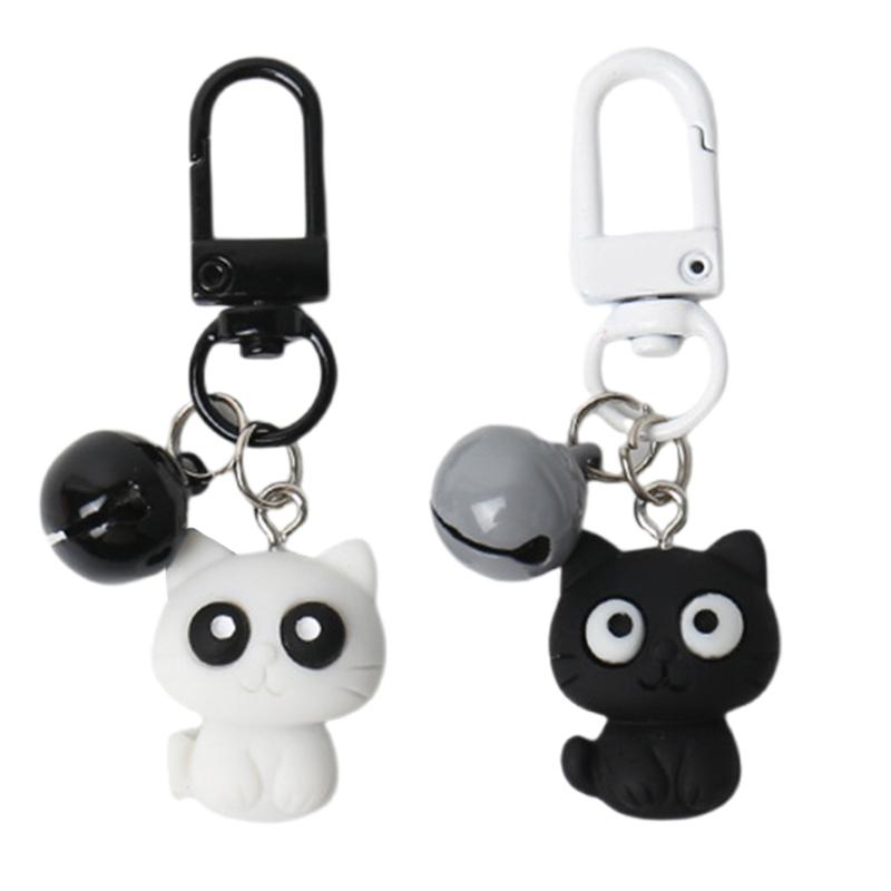 

Black and White Cat Keychain Cute Animal Keyring Couple Gift for Women Bag Purse Bag Accessories Backpack Decorations 1