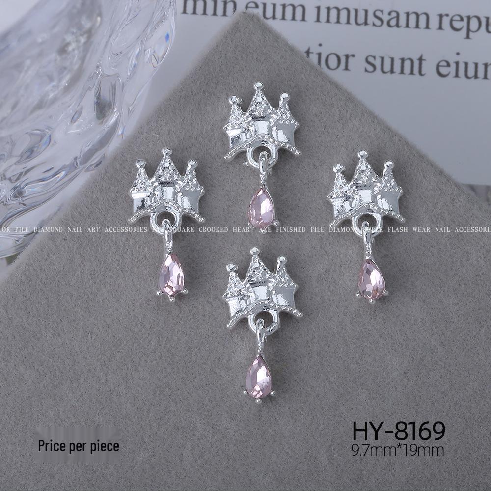 Silver Star Moon & Pink Heart Tassel Nail Rhinestone Ornaments