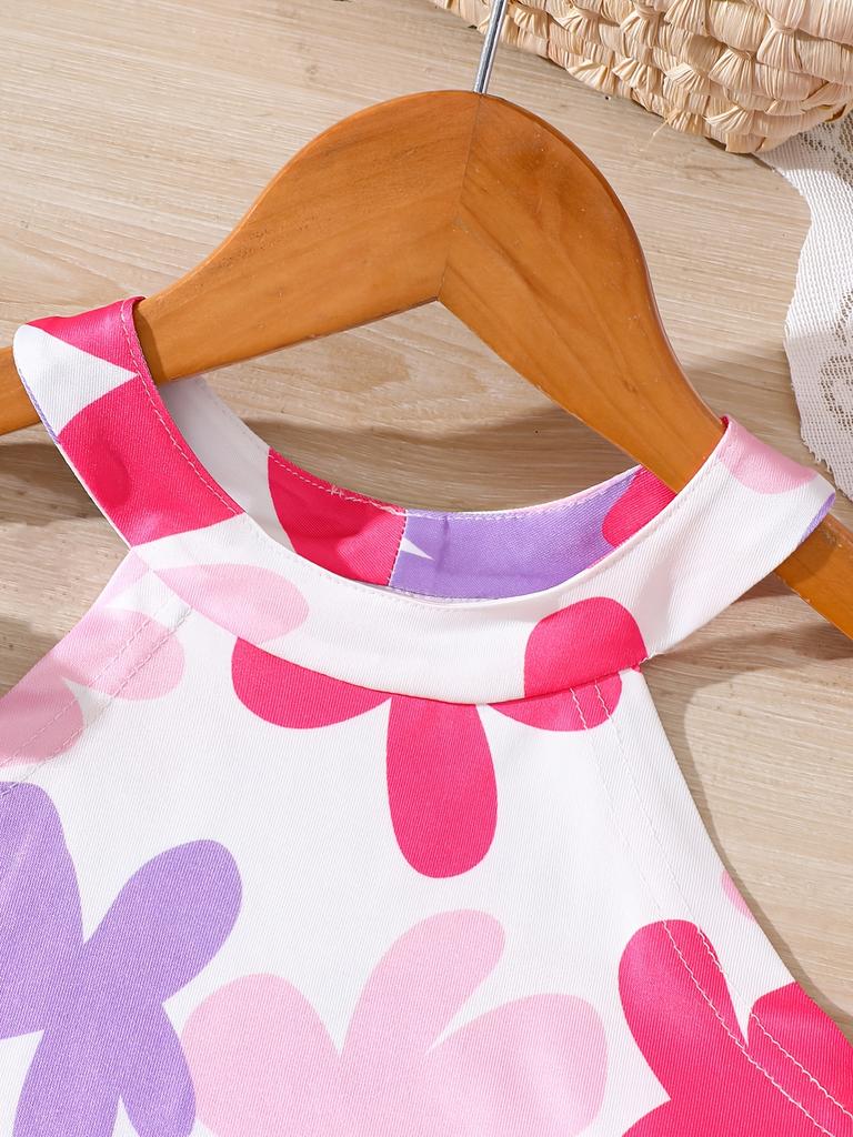 Summer Baby Girl Halter Top & Flared Pants Set, Sweet Casual Daily Outdoor Wear
