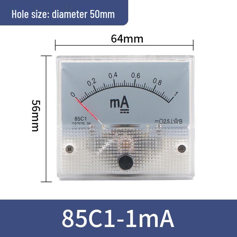 Pointer Type DC Ammeter Head 85C1-10A: Available In 1A, 2A, 3A, 5A, 50A, 500mA, 100uA, 30mA, and 50mA.