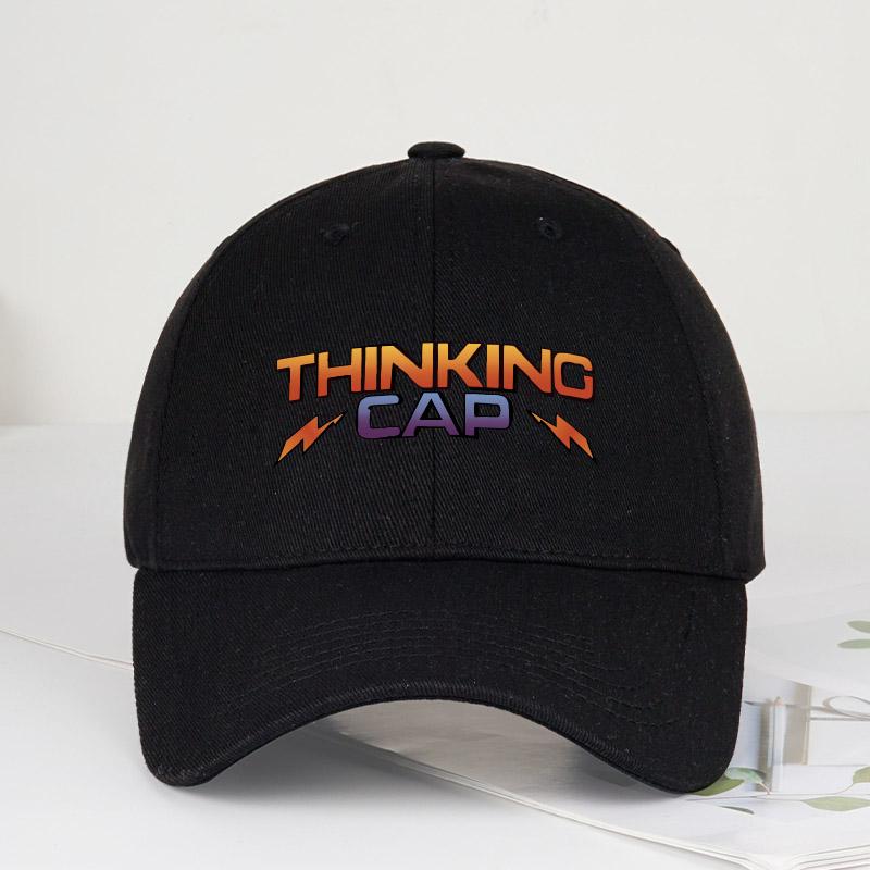 “Thinking Cap” Gradiënt Tekst Print Zachte Baseballpet Zacht, Comfortabel, Ademend Retro Gradiënt, Trendy & Speels Unisex D black