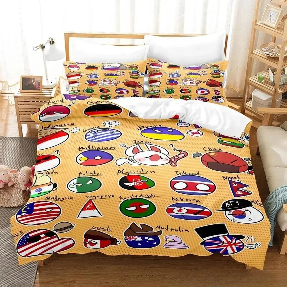 2024 New Countryball Polandballs Bedding Set Single Twin Full Queen King Size Bed Set Adult Kid Bedroom Duvet cover Sets Cartoon