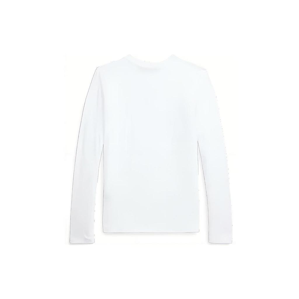 Polo Ralph Lauren Solid Logo Embroidered Crew Neck Knit Long Sleeve T-Shirt Women Tops White WMPOKNINCU20696-100