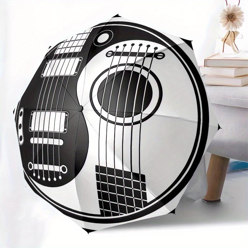 Yin Yang Guitar Musician Sticker Decal LaptopPhone Case Window Wall DecorUmbrella, Portable 3-Fold Compact Umbrella for Men & Women Gift