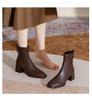 2025 new thick heel short boots women's French square head spring and autumn single boots fashion medium tube thin boots black high heel boots