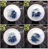 Blue and White Porcelain Tea Cups Set - Hand-Painted Landscape 4-Piece 40ml, Gongfu Chinese Tea Tasting Cups, Fine China