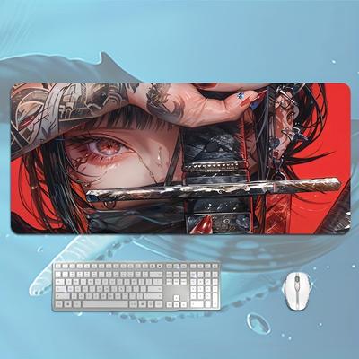 Anime Girl Themed Large Rubber Mouse Pad HD Print NonSlip Oblong Gaming Desk Mat with Stitched Edges