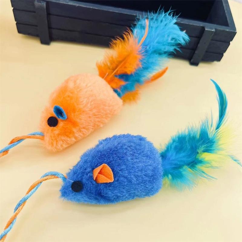 Interactive Plush Cats Exercise Mouse Toy with Bells Ball and Feathered Promotes Active Playtimes And Owner Pet