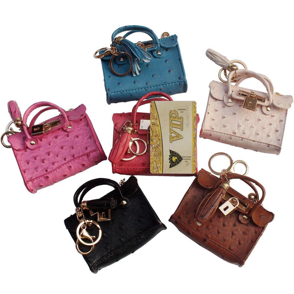 Fashion Tassel Ostrich Pattern Mini Handbag & Key Holder