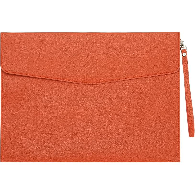 PATIKIL PU Leather A4 File Folder Document Holder Filing Organizer Portfolio Envelope Folder Case with Snap Closure for Letter Receipt Style 3 Pink оранжевый 4390₽