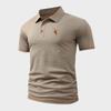 Men's Slim-Fit Textured Knit Polo Shirt with Horse Rider Print, Casual Business Style