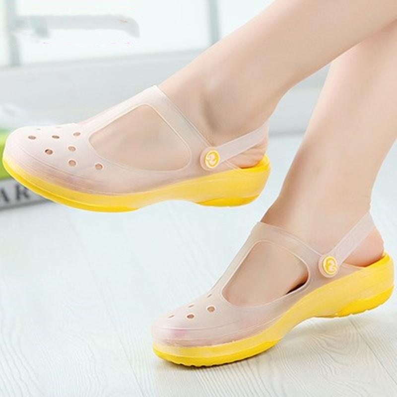 Women's Summer Non-Slip Jelly Sandals – Closed Toe, Thick Sole, Soft Beach Shoes