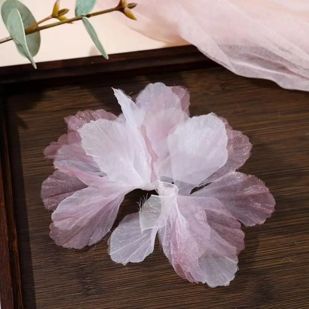 14cm 3D Organza Flowers DIY Silk Flower Lace Patches Applique Wedding Dress Accessories Gradient Lace Trim Sewing Accessories