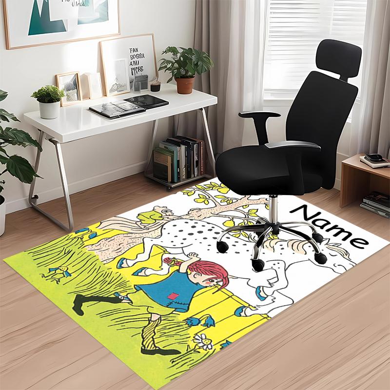 Custom Name Pippi Printed Carpet Rug For Office Chair Living Room Bedroom Kitchen Room Decor Gifts