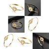 Exquisite Gold Plated Simple Cuff Bangle With Shimmering Rhinestones Jewelry Piece