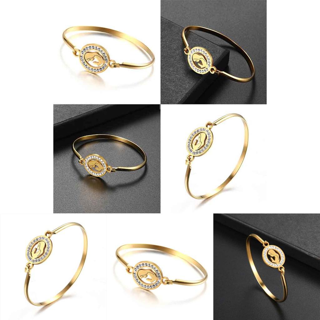 Exquisite Gold Plated Simple Cuff Bangle With Shimmering Rhinestones Jewelry Piece