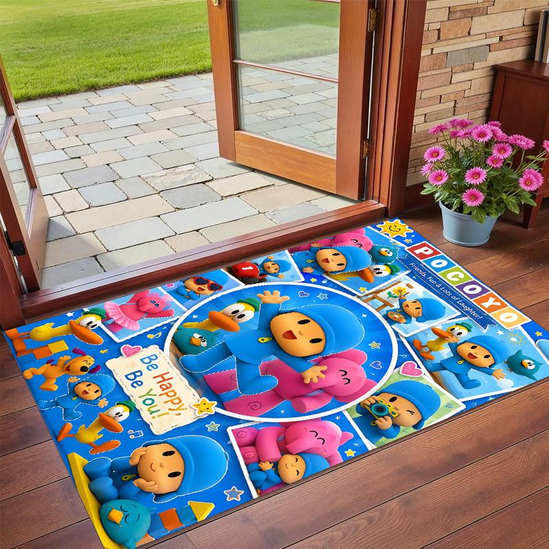 Anti‑Slip Crystal Velvet Floor Rug, Pocoyó cartoon Design Carpet for Indoor Living Bedroom Home Decoration