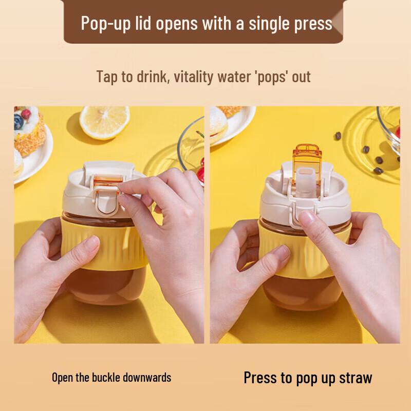 MINGHUI Double-Drink Glass Coffee Straw Cup 550ml