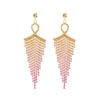 Gradual Change of Color Diamond Tassel Long Earrings