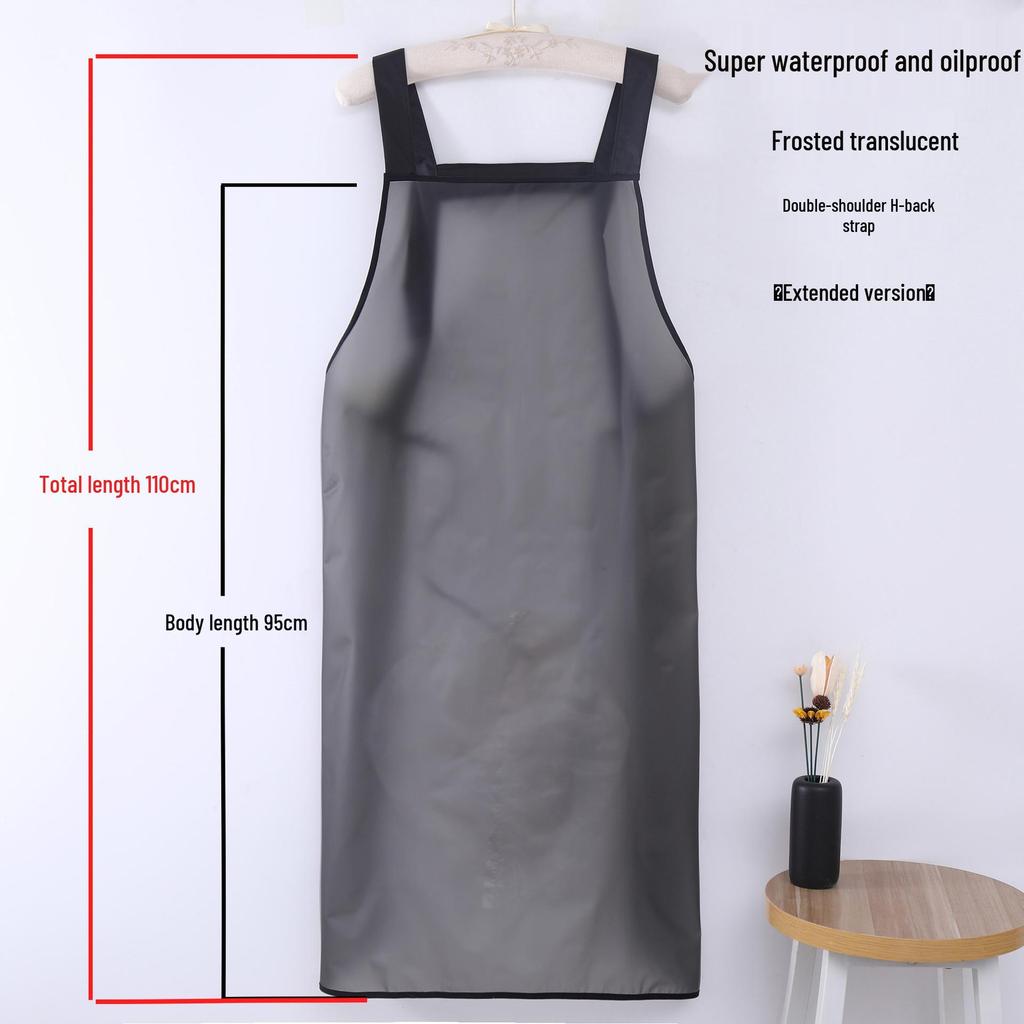 Waterproof Oil-Proof Semi-Transparent TPU Cooking Apron for Adults - Soft Leather, Hand Wiping, and Extended Coverage for Dishwashing.