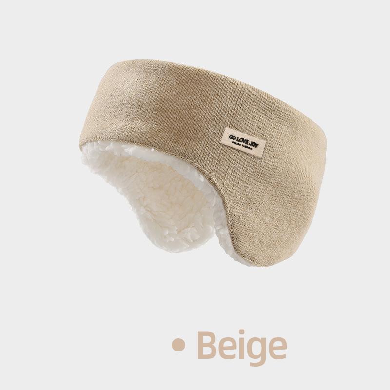 

Зимние теплые флисовые вязаные наушники ветрозащитные морозостойкие наушники унисекс простые мягкие удобные наушники-повязка на голову для сна ночью One Size бежевый