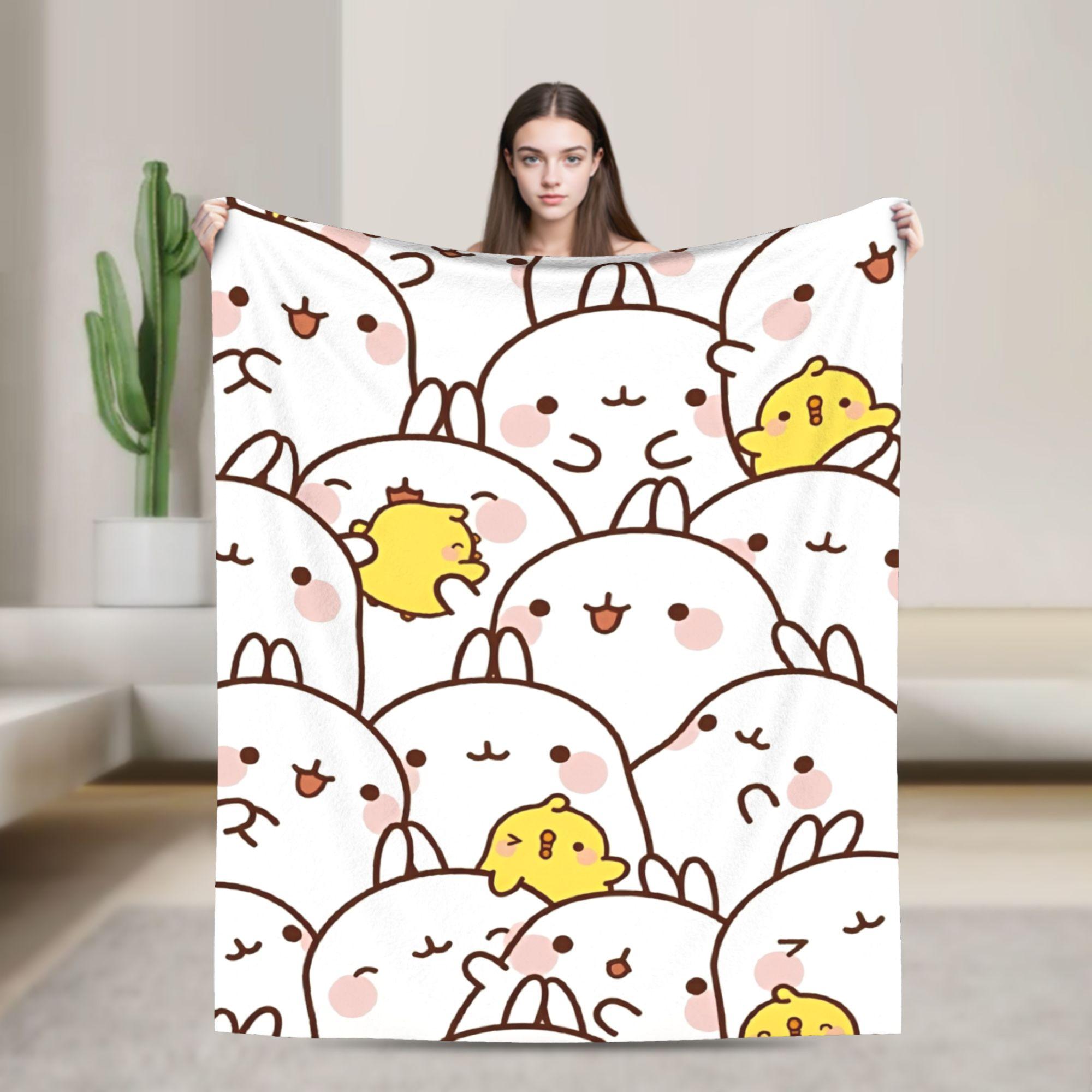 

Cute Anime M-Molangs Blankets Coral Fleece Plush Winter Breathable Ultra-Soft Throw Blankets for Sofa Outdoor Bedding Throws 100x150cm