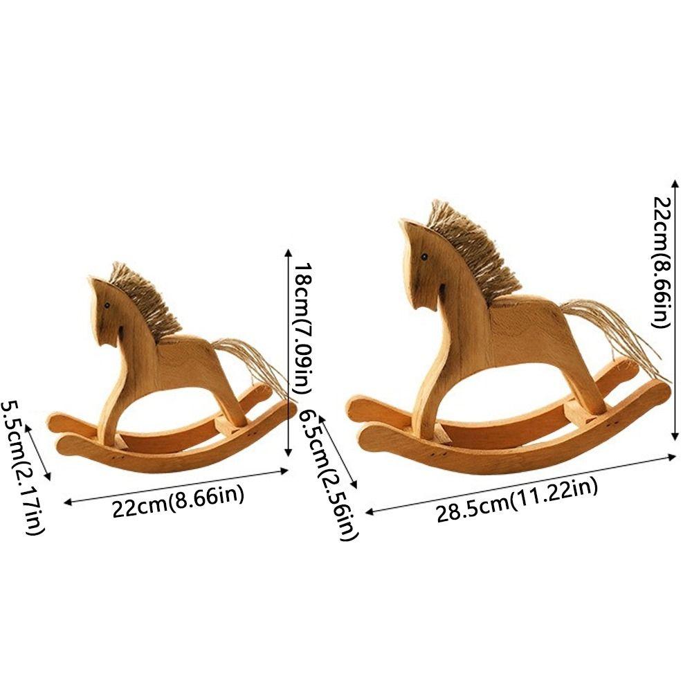 Handmade Rocking Horse Ornaments Retro Style Lifelike Rocking Horse Statue Hand Carved Decorative Animal Sculpture Bedroom