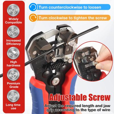Automatic Wire Stripper for 10-24 AWG 8 Inch 3 In 1 Tool for Stripping Cutting Crimping Multi Function Industrial Wire Stripper