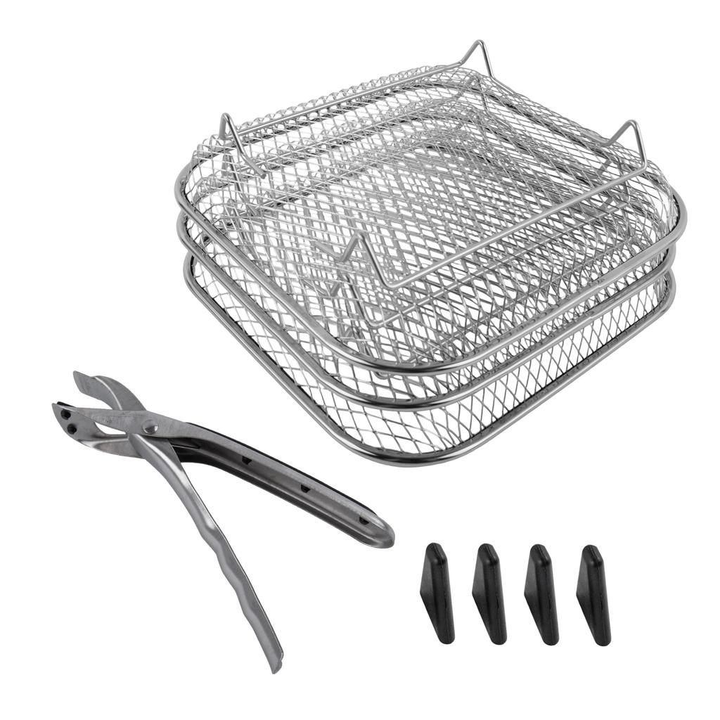 Kochrost Heißluftfritteuse Zubehör 19,5x13,5x9cm Rechteckiges Stapelbares Gestell Set Knusprige Textur Kochen Küche Kochen