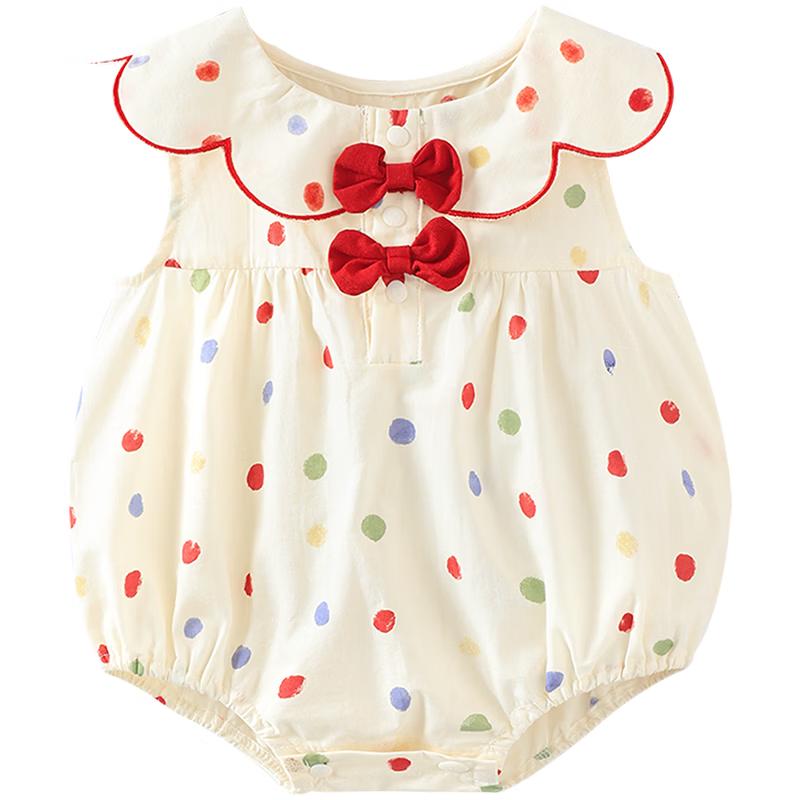 

Youqi Baby Girls Sleeveless Polka Dot Romper 66