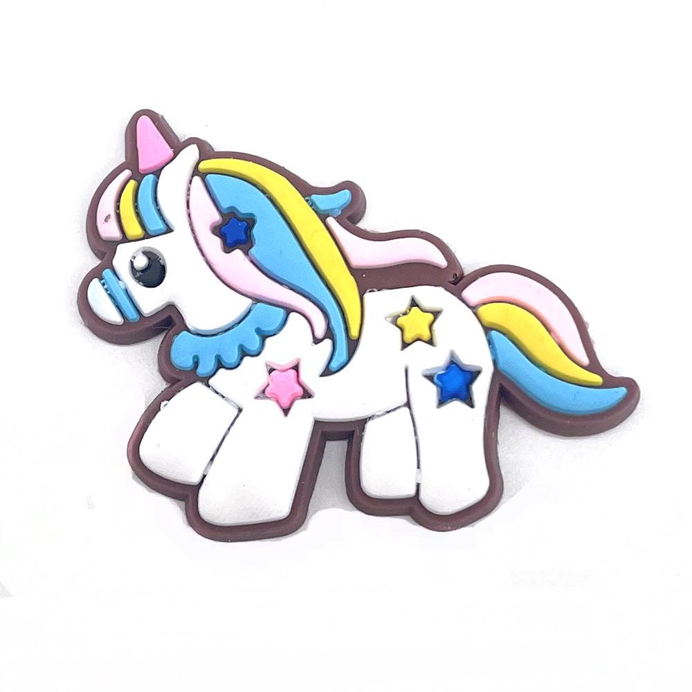 Cute Cartoon Unicorn Flower Clog Buckles - Removable & Soft Rubber Garden Shoe Decorations