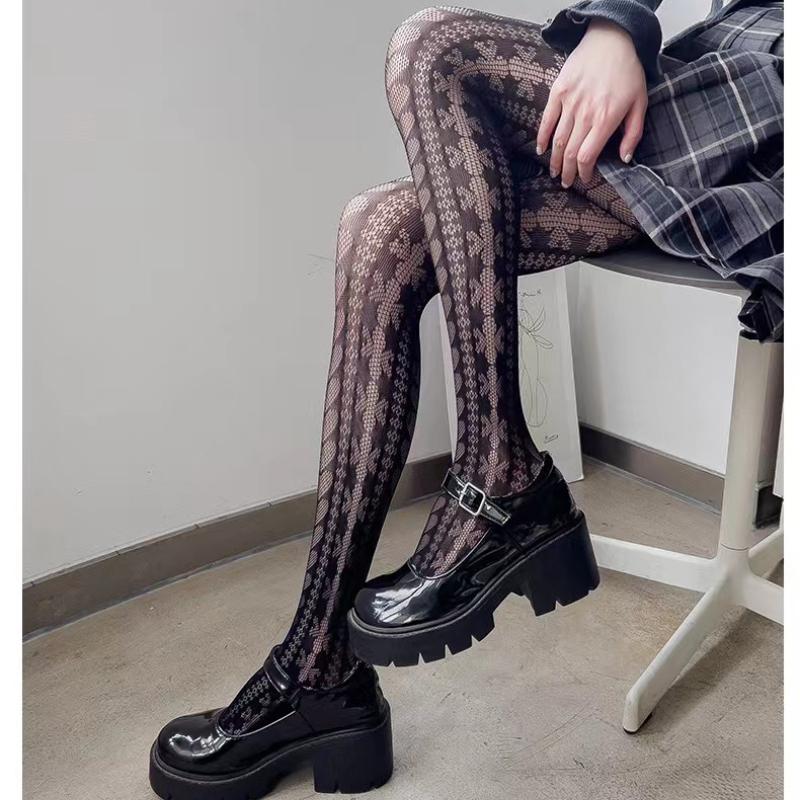 Japanese Hollow Out Heart Bottom Pantyhose Women Sexy Thin Transparent Mesh Stockings JK Lolita Sweet White Black Fishnet Tights