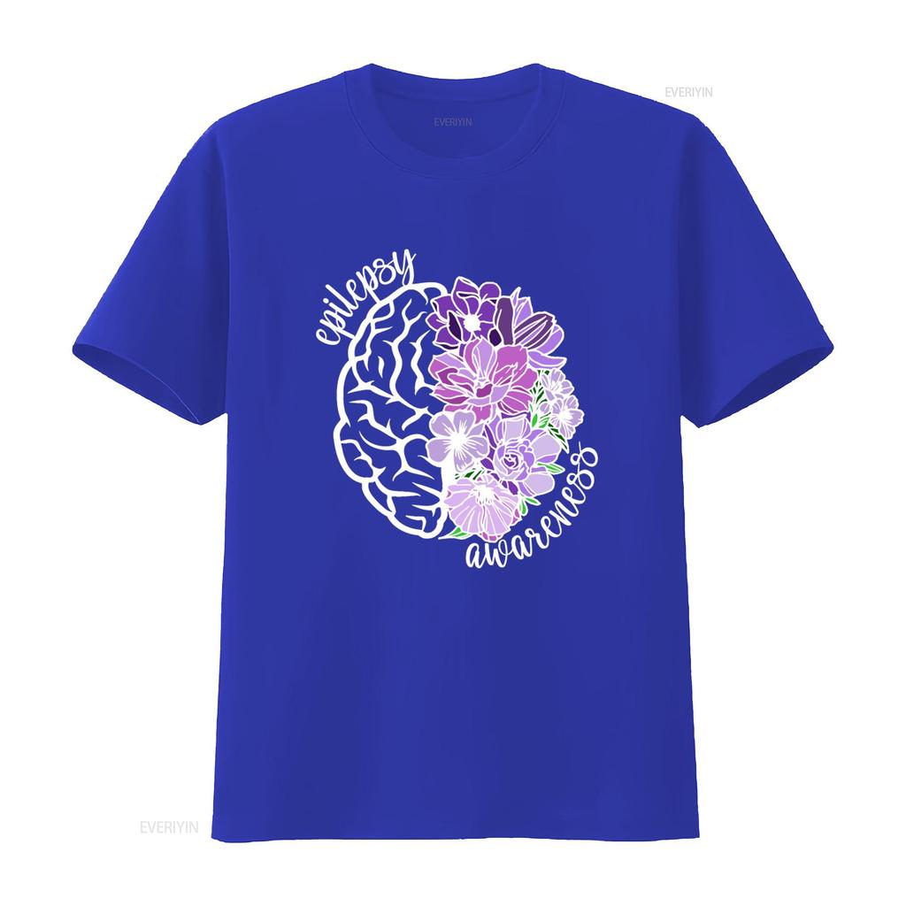 Epilepsy Awareness T Shirt Purple Flower Brain Design Neurodiversity Autism Mom Vintage Washed Slightly Soft Graphic Casual