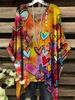 Elegantes Bohemian Chic Übergroßes Einfaches Retro Liebesdruck Druck Damen T-Shirt Asymmetrischer Saum Rundhalsausschnitt Vielseitige Damenbekleidung
