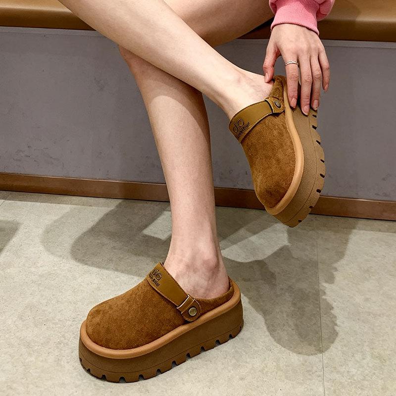 Retro kleine Mori Mode Hausschuhe Damenbekleidung 2025 Frühling und Herbst neue Muffin Dicksohle Bag Head Halbschuhe Tide