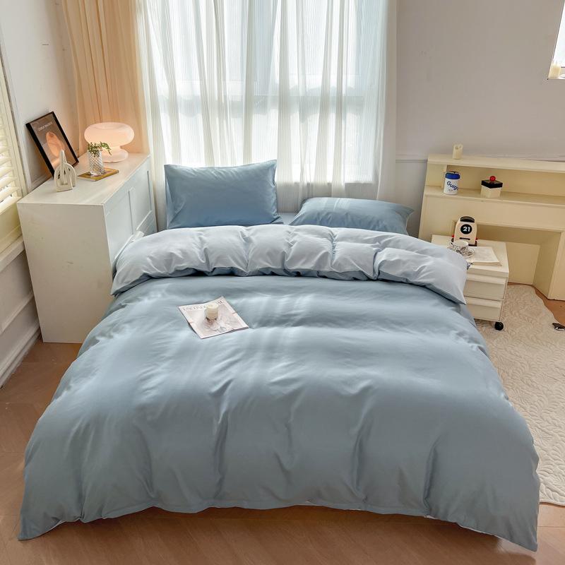 Solid Color Bedding Four-piece Set, Skin-friendly, Breathable and Comfortable, Washed Sheets, Quilt Covers, Pillowcases, Sets