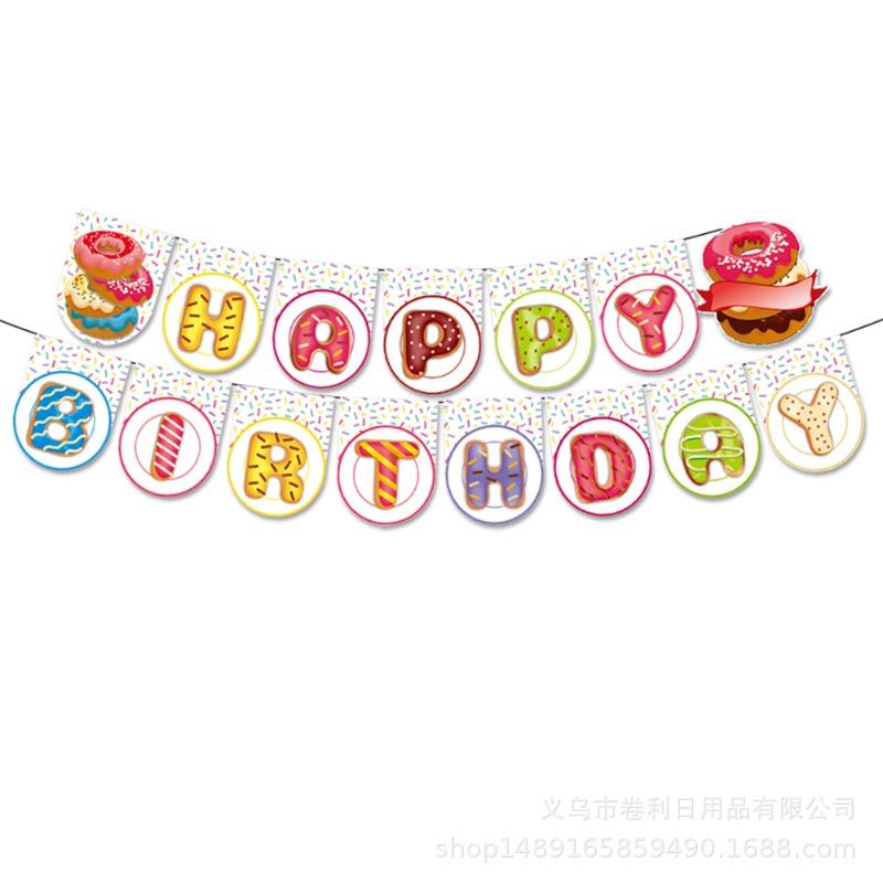 New Donuts Party Supplies Birthday Decorations Cutlery Paper Plates Tissue Tablecloths Banners Party Supplies